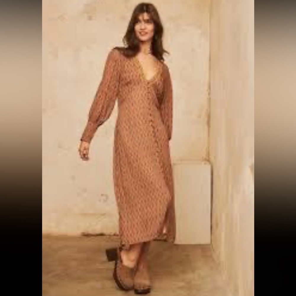 NKN Nekane Embroidered Boho Midi Dress Semi Sheer Festival Resort NWT Size Small